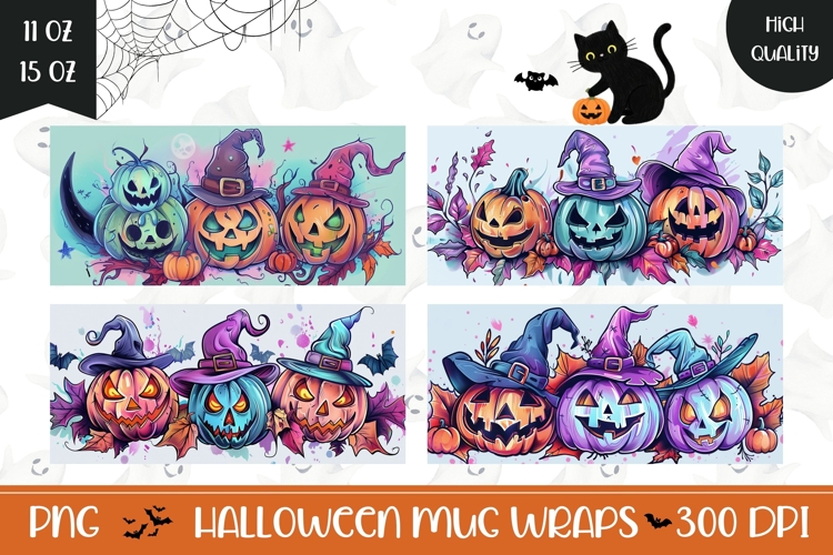 Colorful Halloween Pumpkins Mug, Funny Halloween Mug Designs