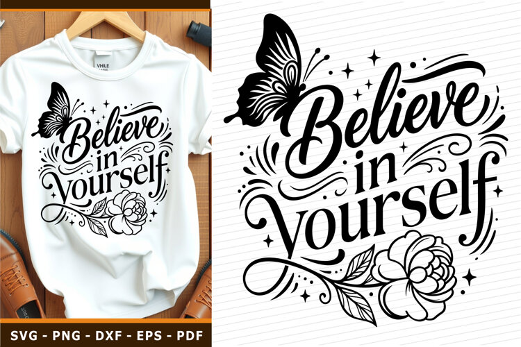 Believe in yourself, Self love SVG, Self Care, Boho Flowers example image 1