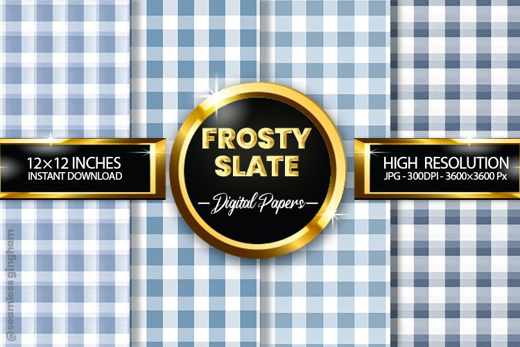 Frosty Slate Gingham Digital Papers 04 Variations example image 1