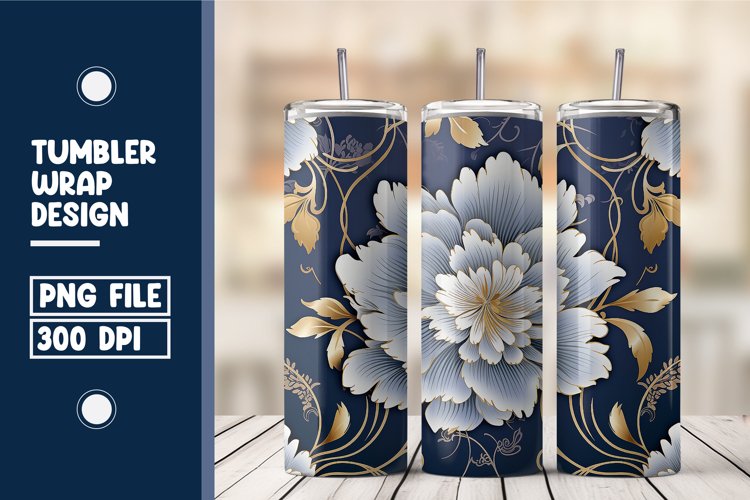 3D Flower Tumbler Wrap Design