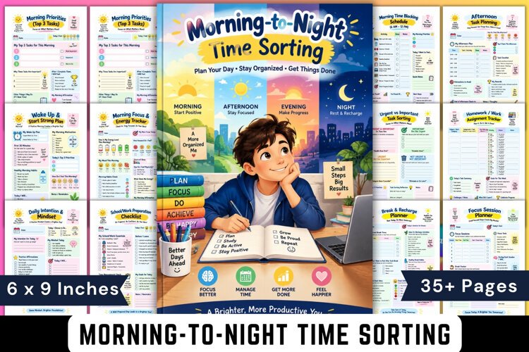 Morning-to-Night Time Sorting Planner example image 1
