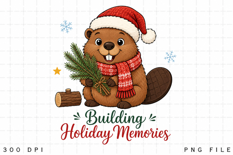 Beaver Christmas PNG, Building Holiday Memories Sublimation