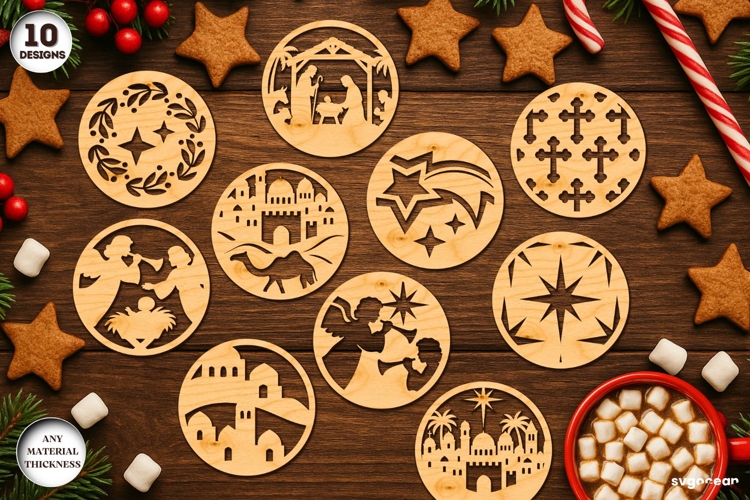 Nativity Coffee Coasters SVG Bundle | Drink Coaster | SVG