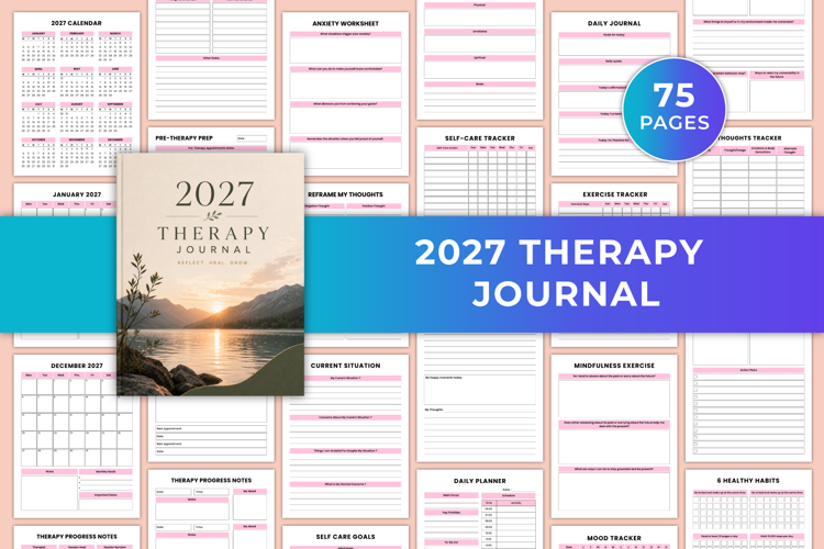 2027 Therapy Journal | Mental Health, Self-Care & Wellness
