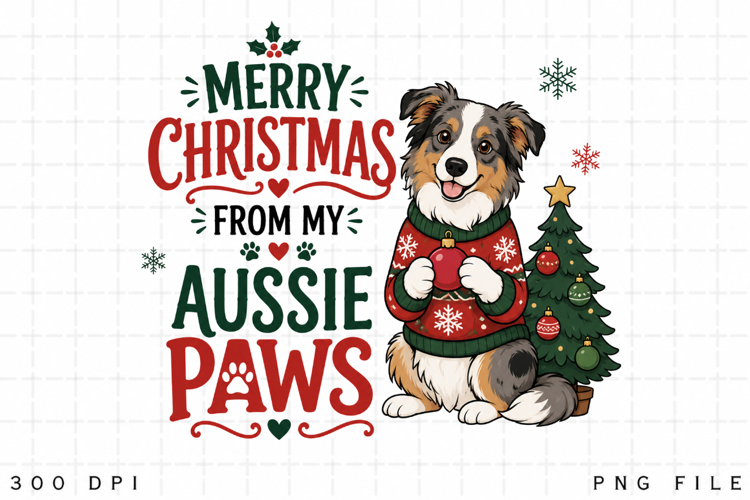 Australian Shepherd Christmas PNG, Merry Christmas From My