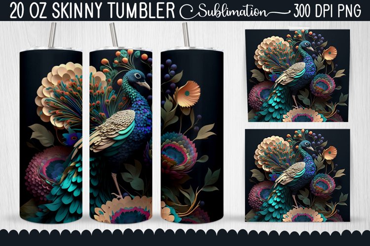 Colorful Peacock Flowers Tumbler Wrap - Peacock Flowers Wrap