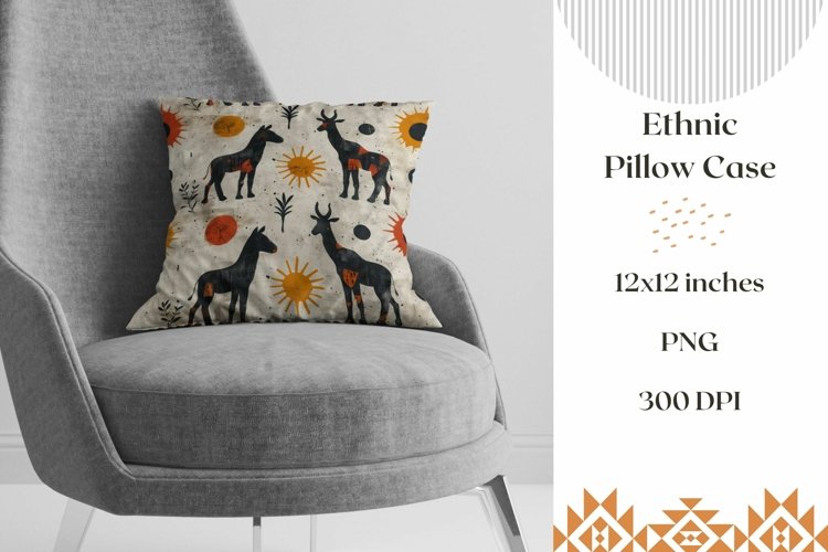 Ethnic Pillow Case Design, Ethnic Sublimation Design example image 1