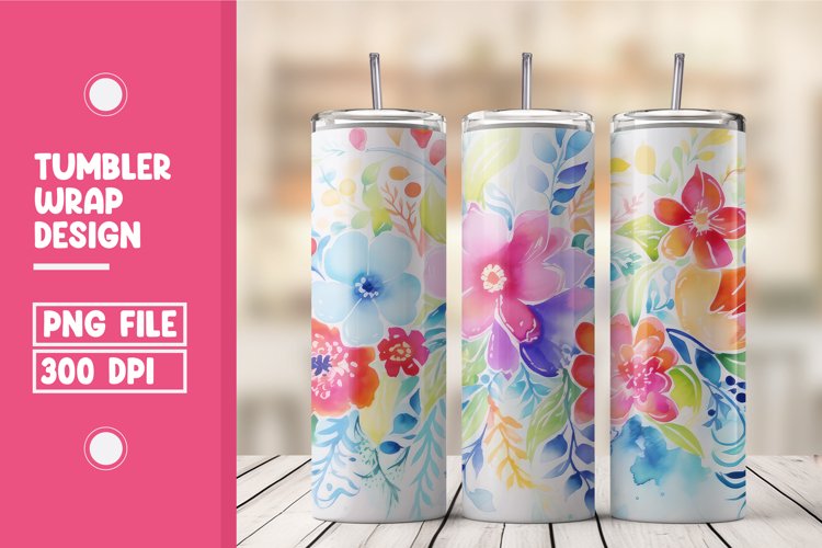 Watercolor Floral Patterns Tumbler Warp Design