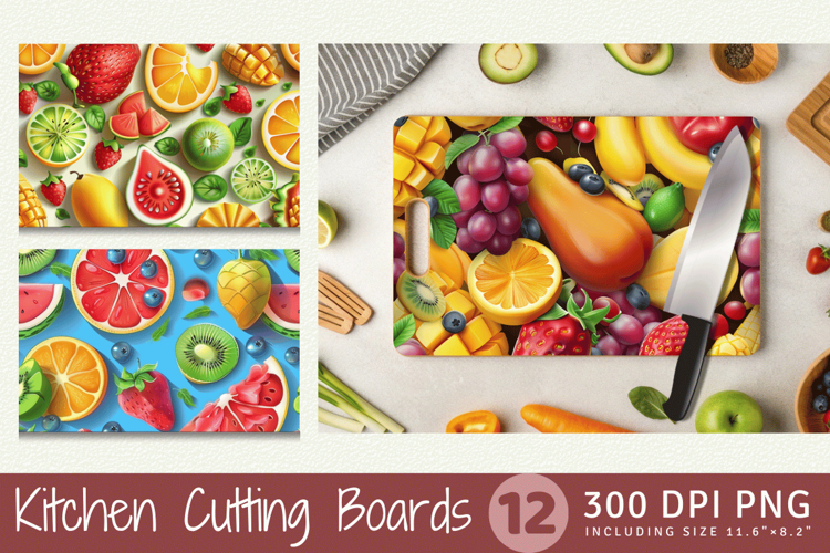 Summer 3D Fruits Cutting Boards sublimation Design