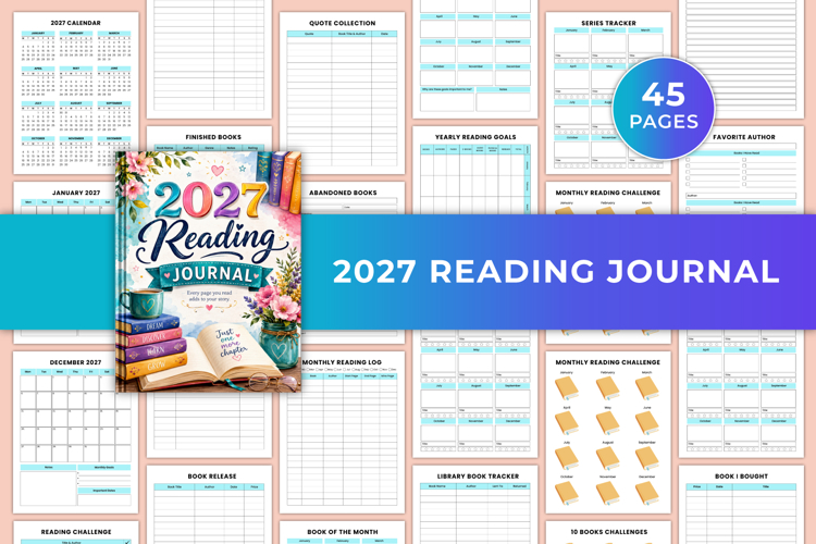 2027 Reading Journal | Book Tracker, Reading Log & Book