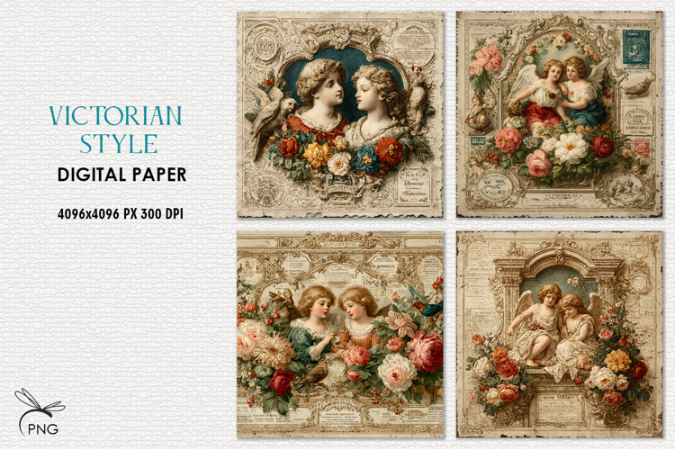 Victorian style digital paper, background clipart