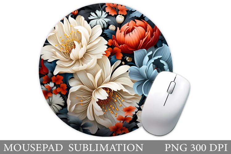 Flowers Mouse Pad Design. Flowers Round Mouse Pad Template example image 1