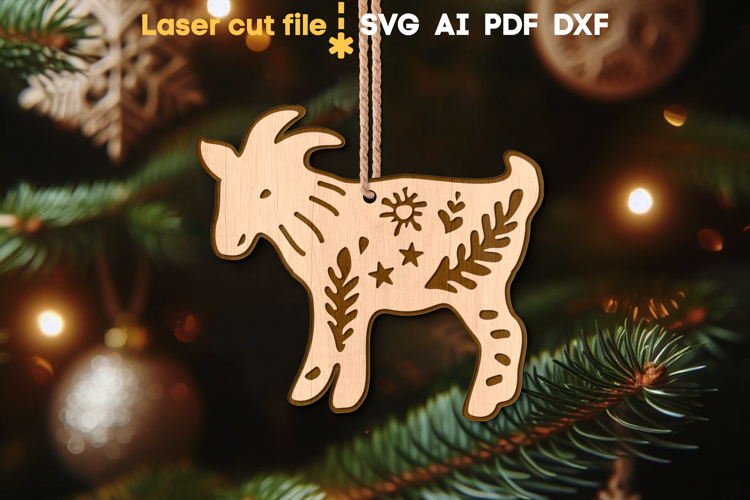 Goat Christmas Ornament SVG laser cut file for Glowforge
