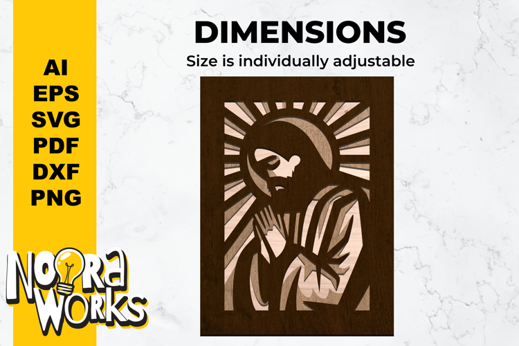 3D Jesus Chirst Shadowbox Template SVG