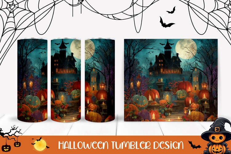 Spooky Halloween Castle Tumbler, Fantasy Tumbler Wrap
