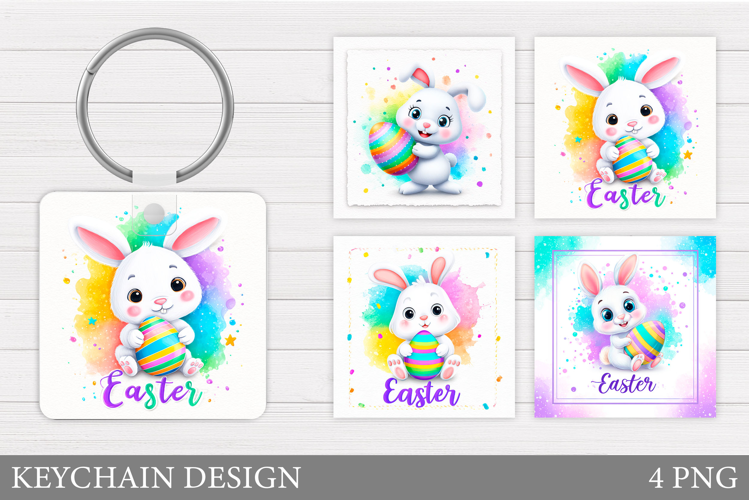 Easter Bunny Keychain Sublimation. Easter Keychain Design