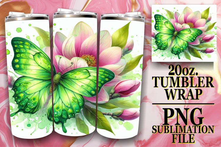 Happy Smiles 20oz tumbler wrap, Butterfly