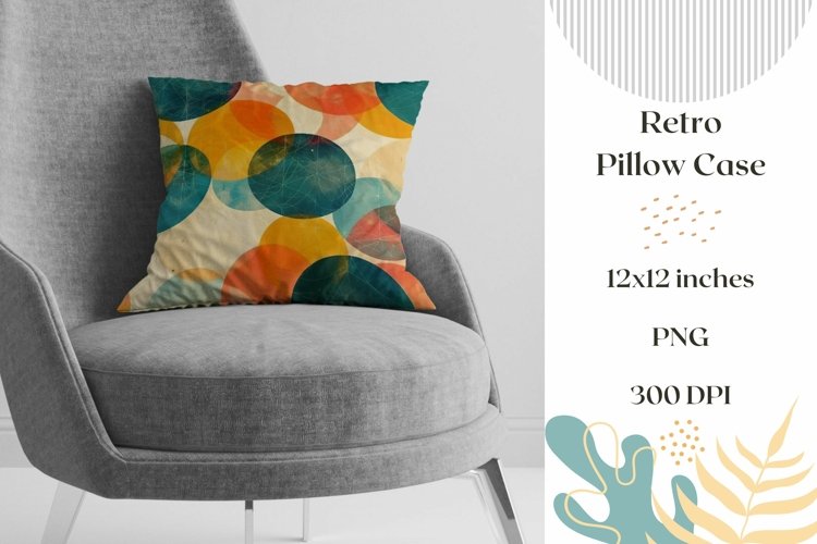 Retro Pillow Case Template, Retro Sublimation Design example image 1