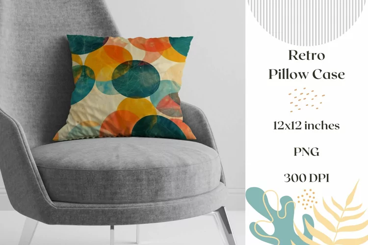 Retro Pillow Case Template, Retro Sublimation Design