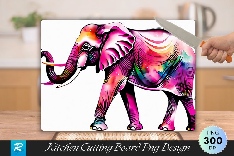 Pink Elephant Cutting Board Sublimation Design