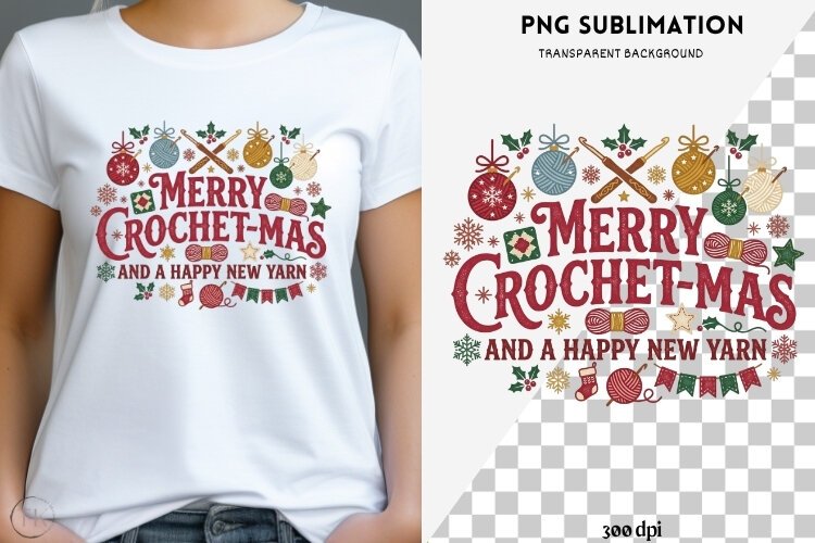 Christmas crochet png design for T-shirts example image 1
