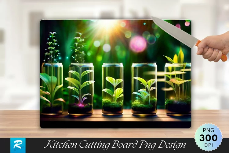 Growing Plants Cutting Board Sublimation Design