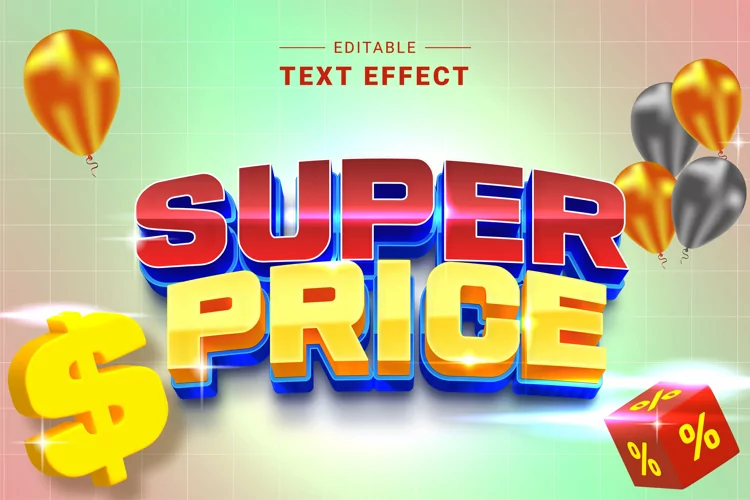Editable Text Effect for Illustrator. Vector Graphic styles