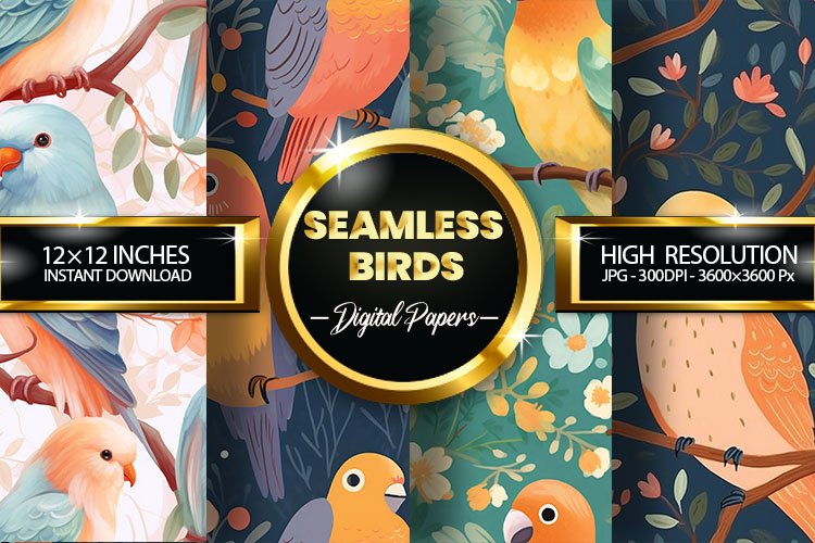 Seamless Birds Digital Papers - 04 Variations