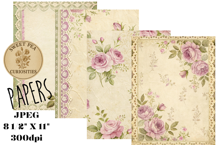 Shabby Chic, Flowers, Papers, Junk Journal