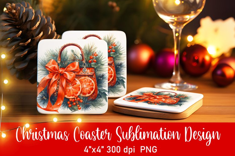 Vintage Christmas Coaster Sublimation PNG