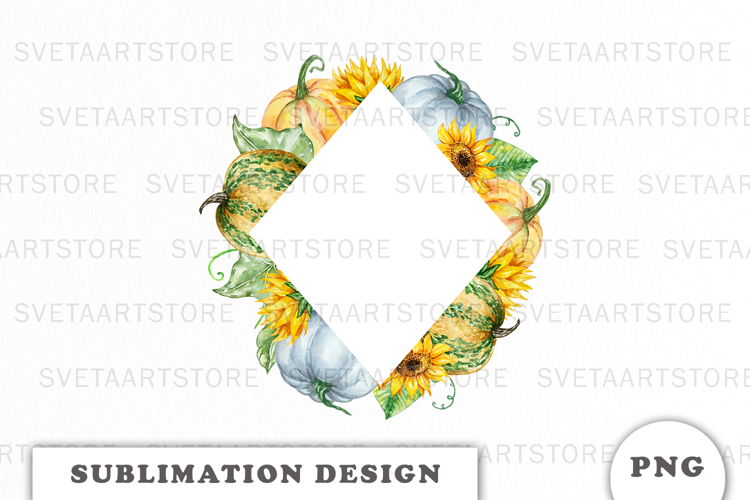 Watercolor Autumn Pumpkins Frame png