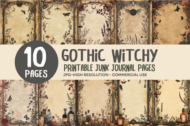 Witchy Botanical Junk Journal Pages example image 1