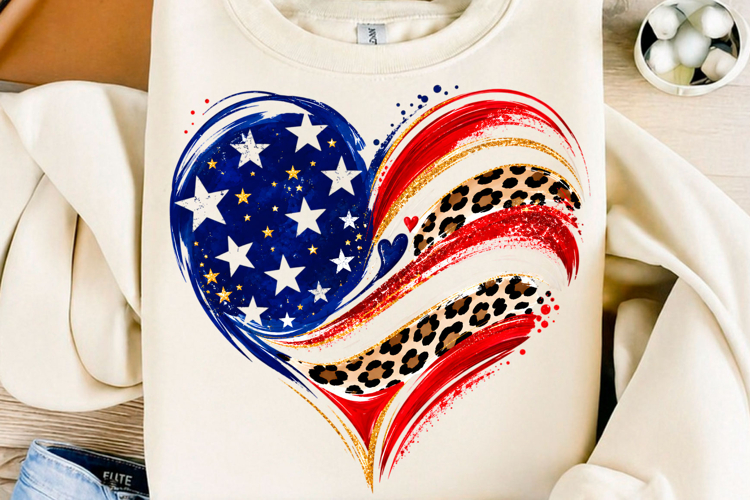 4th of July Heart PNG, USA Flag Heart