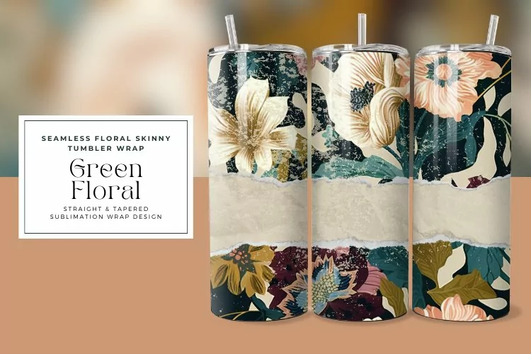 Green Floral Tumbler Wrap