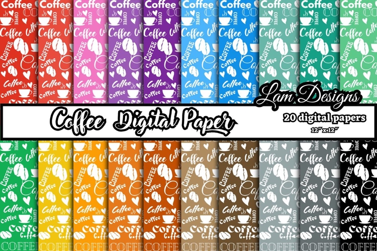coffee digital papers, Coffee pattern, Coffee background