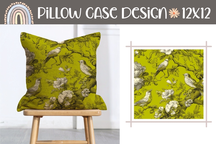 Cartoon Birds Pillow Design, Floral Pillow Case