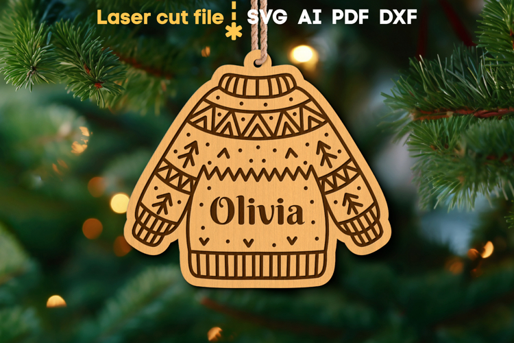 Sweater Christmas Ornament SVG laser cut files for Glowforge