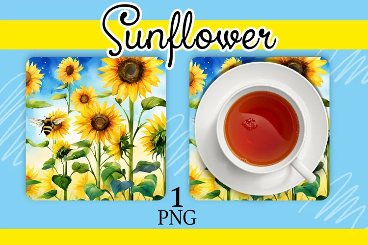 watercolor sunflowers, a stand for hot