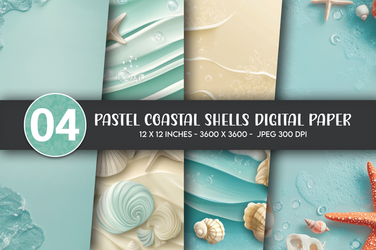 Pastel Coastal Shells Digital Paper