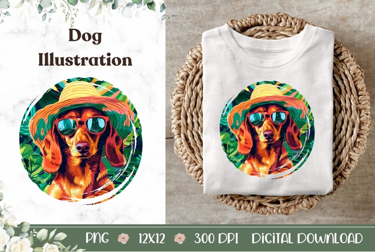 Summer Dachshund Dog Illustration, Funny Dachshund Dog PNG