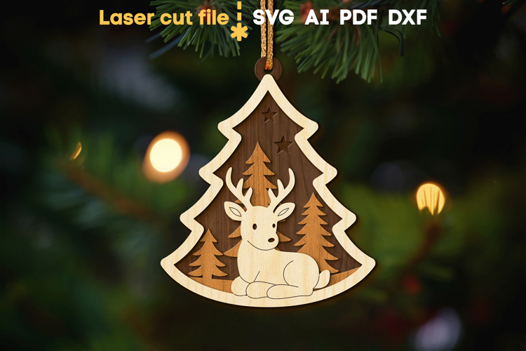 Deer Christmas Tree Toy SVG laser cut file for Glowforge