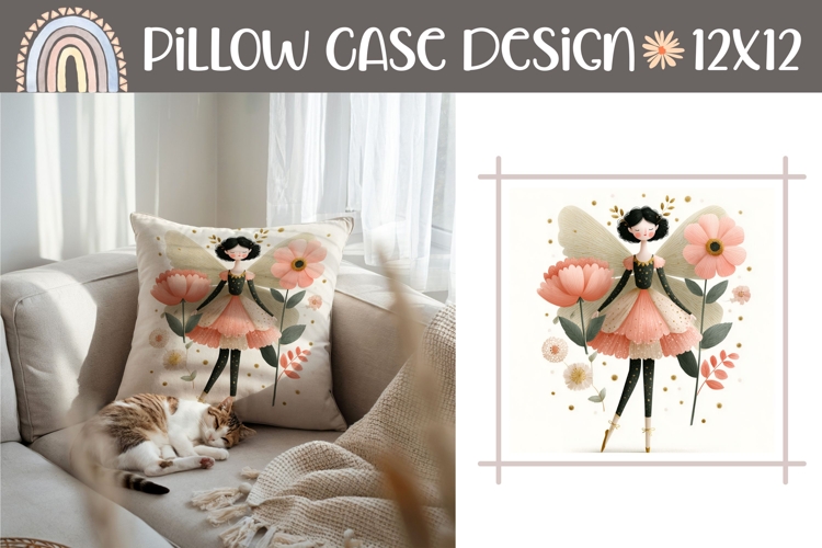 Cartoon Fairy Pillow Sublimation, Floral Pillow Case