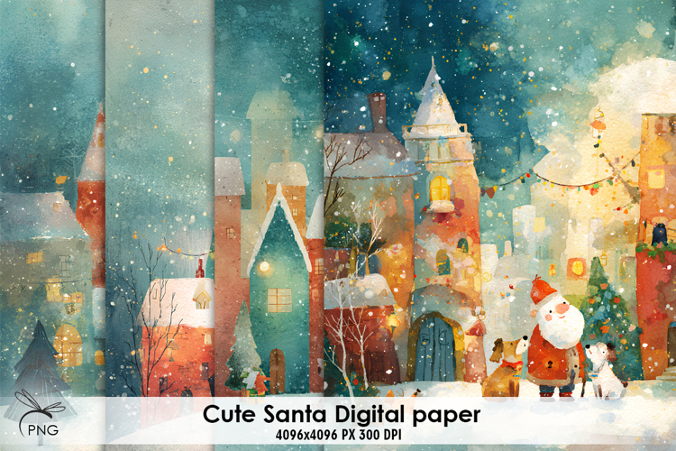 Cute Santa digital paper, background clipart