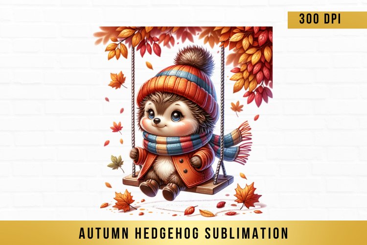 Autumn hedgehog Sublimation, Autumn hedgehog Clipart