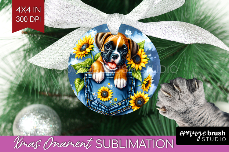 Denim Ornament PNG - Dog In Pocket PNG Sublimation