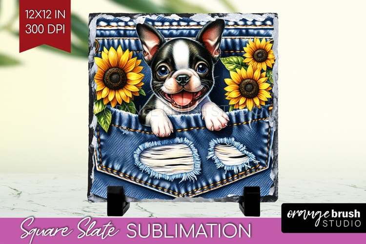 Denim Slate PNG - Dog In Pocket Square Slate Sublimation