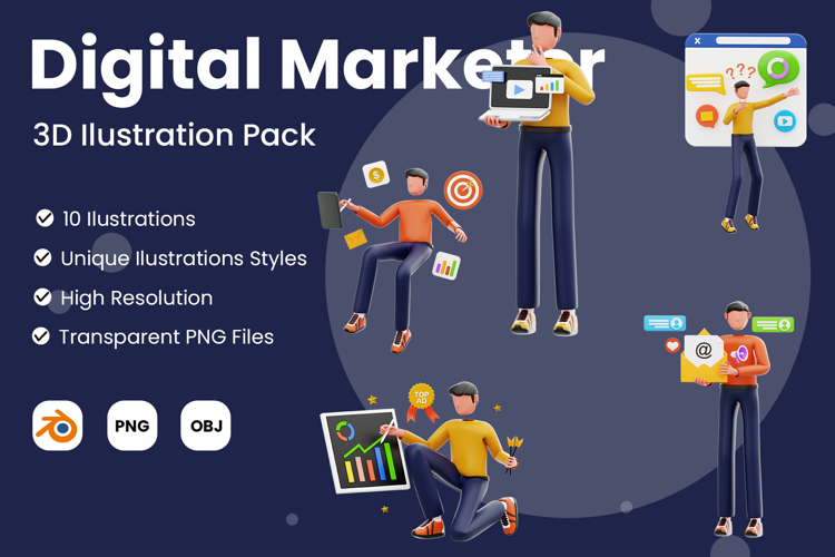Digital Marketer 3D Illustration Pack