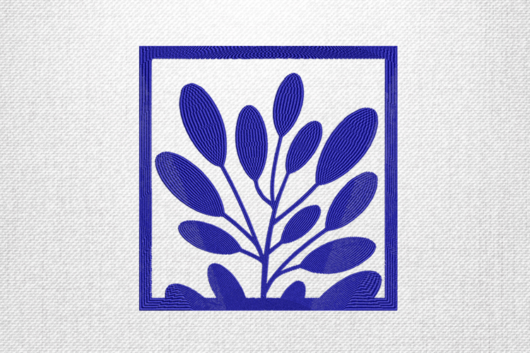 Blue Leaf Frame Embroidery Design