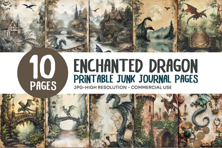 Enchanted Dragon Junk Journal Pages