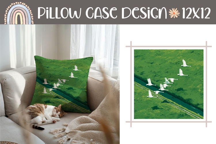 Summer Pillow Case, Nature Pillow Design, Swan PNG
